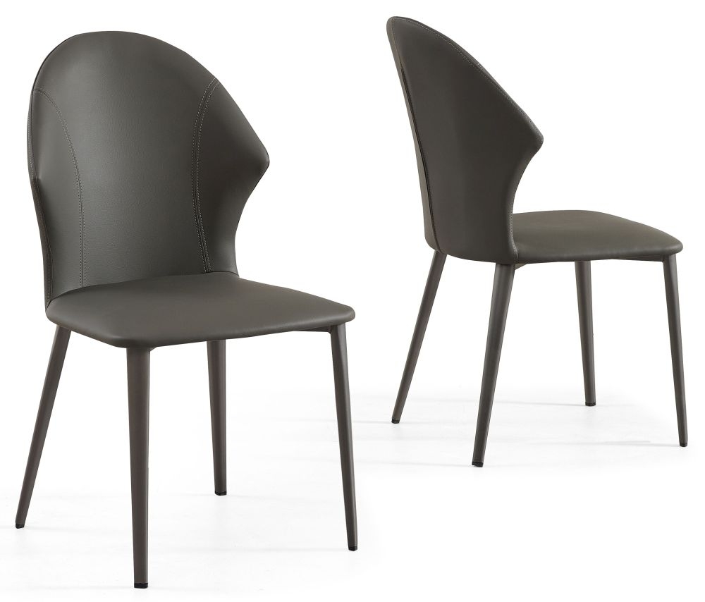 Product photograph of Elaine Dark Grey Dining Chair - Faux Leather With Black Legs from Choice Furniture Superstore.