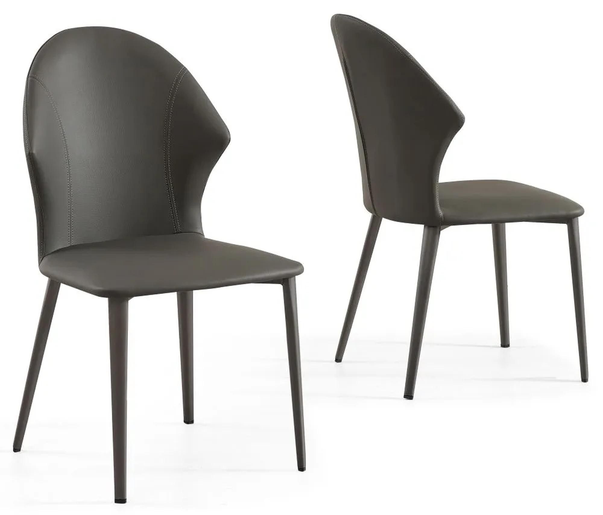 Product photograph of Elaine Dark Grey Leather Dining Chair With Black Legs from Choice Furniture Superstore.