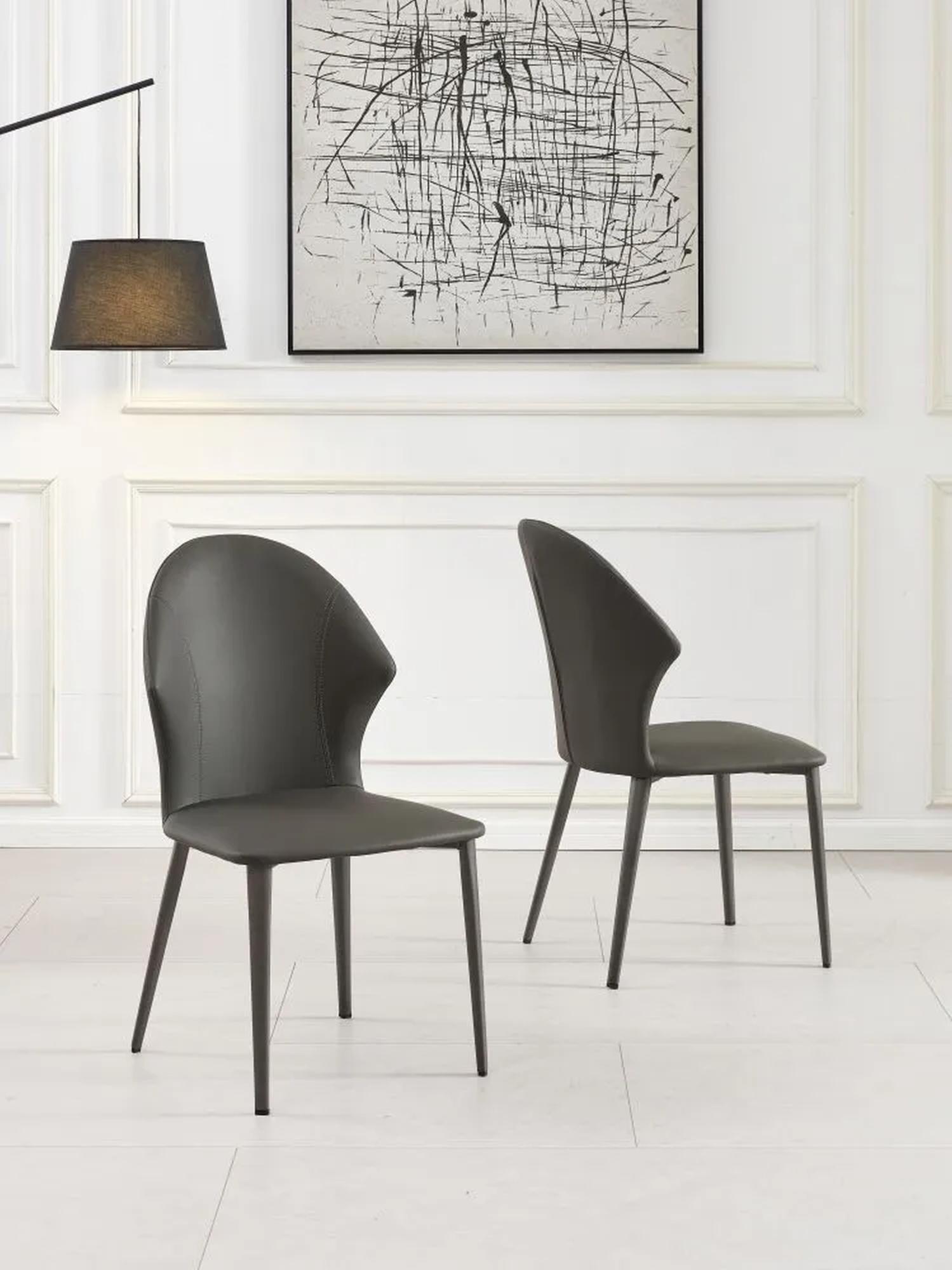 Product photograph of Elaine Dark Grey Leather Dining Chair With Black Legs from Choice Furniture Superstore.