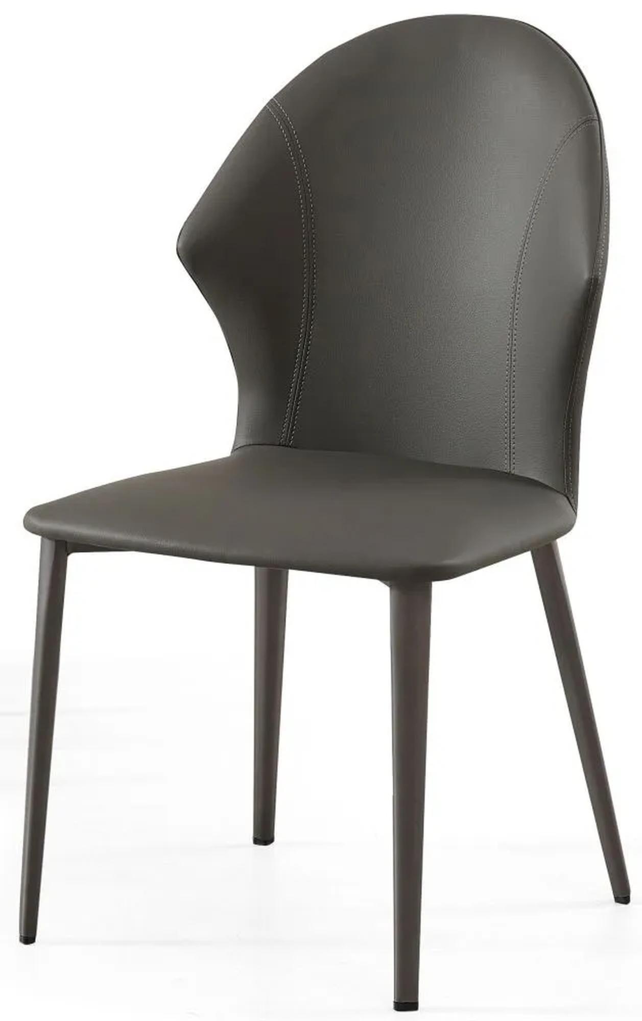 Product photograph of Elaine Dark Grey Leather Dining Chair With Black Legs from Choice Furniture Superstore.