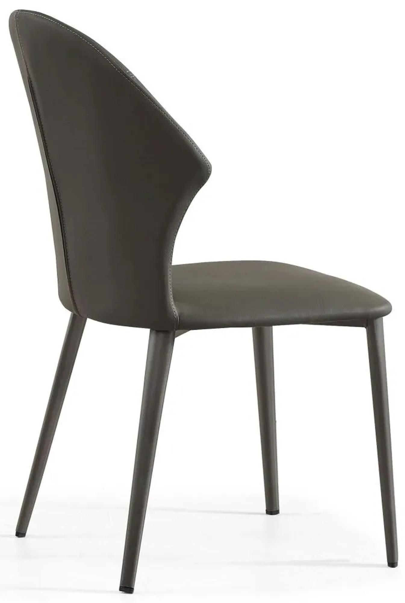 Product photograph of Elaine Dark Grey Leather Dining Chair With Black Legs from Choice Furniture Superstore.