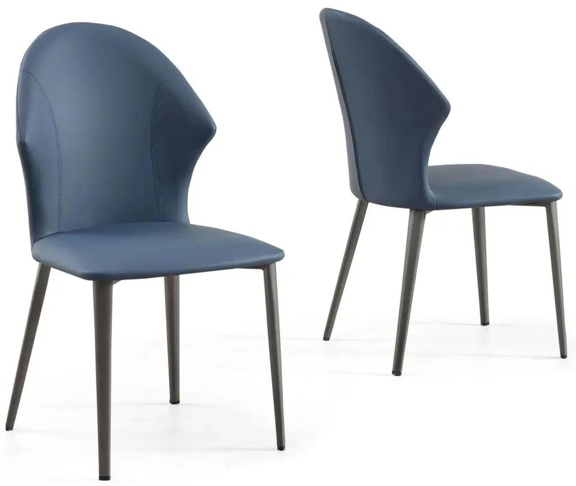 Product photograph of Elaine Blue Leather Dining Chair With Black Legs from Choice Furniture Superstore.