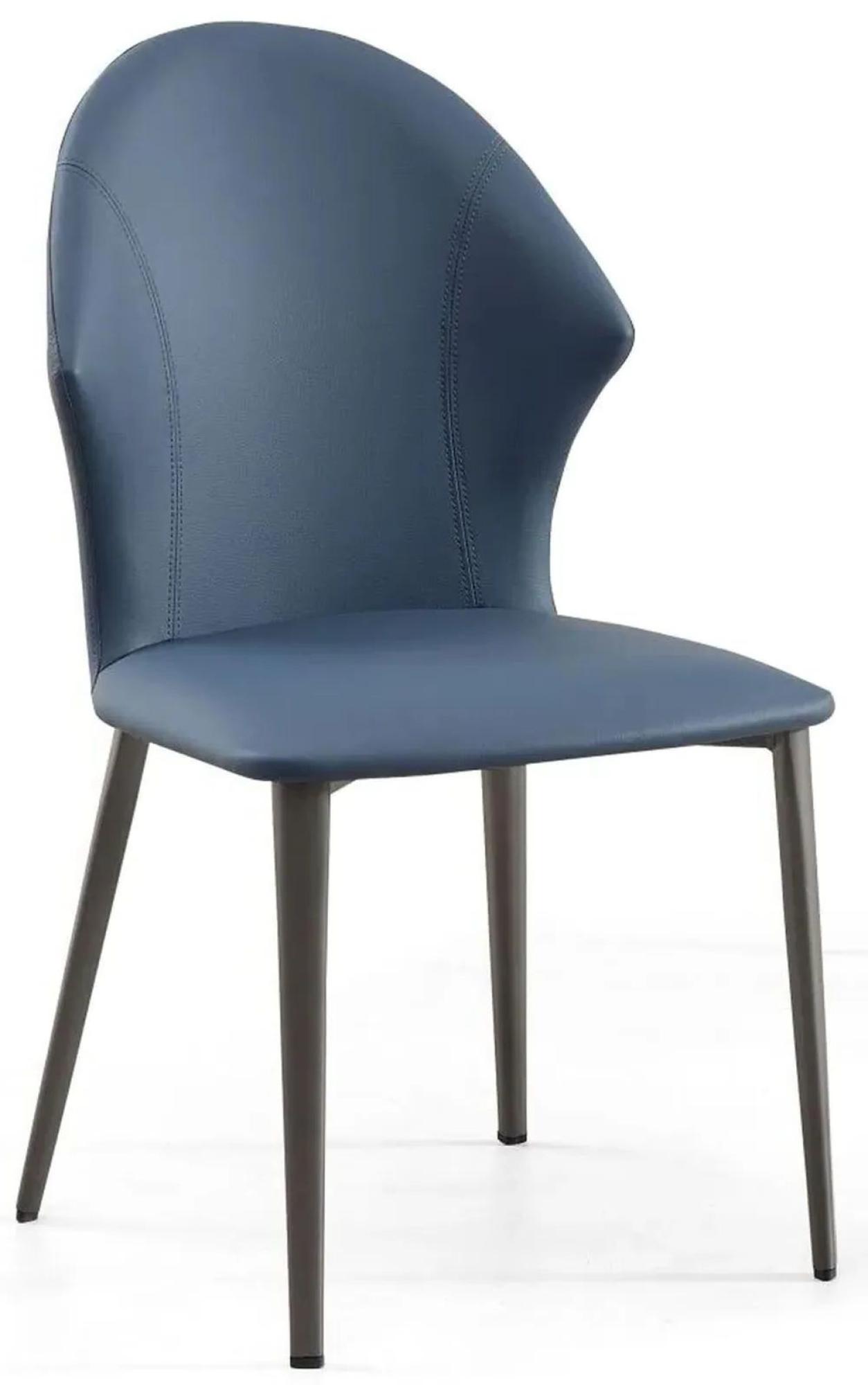 Product photograph of Elaine Blue Leather Dining Chair With Black Legs from Choice Furniture Superstore.