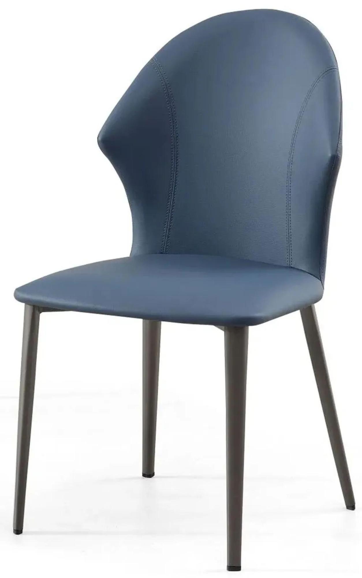 Product photograph of Elaine Blue Leather Dining Chair With Black Legs from Choice Furniture Superstore.