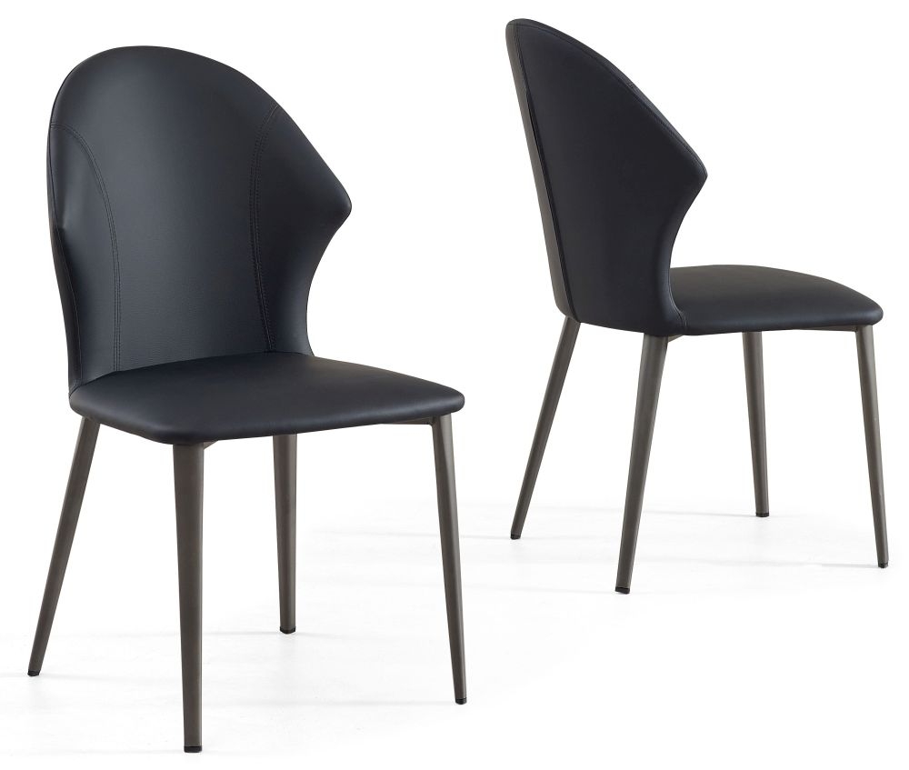 Product photograph of Elaine Black Dining Chair - Faux Leather With Black Legs from Choice Furniture Superstore.