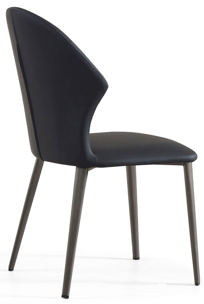 Product photograph of Elaine Black Dining Chair - Faux Leather With Black Legs from Choice Furniture Superstore.