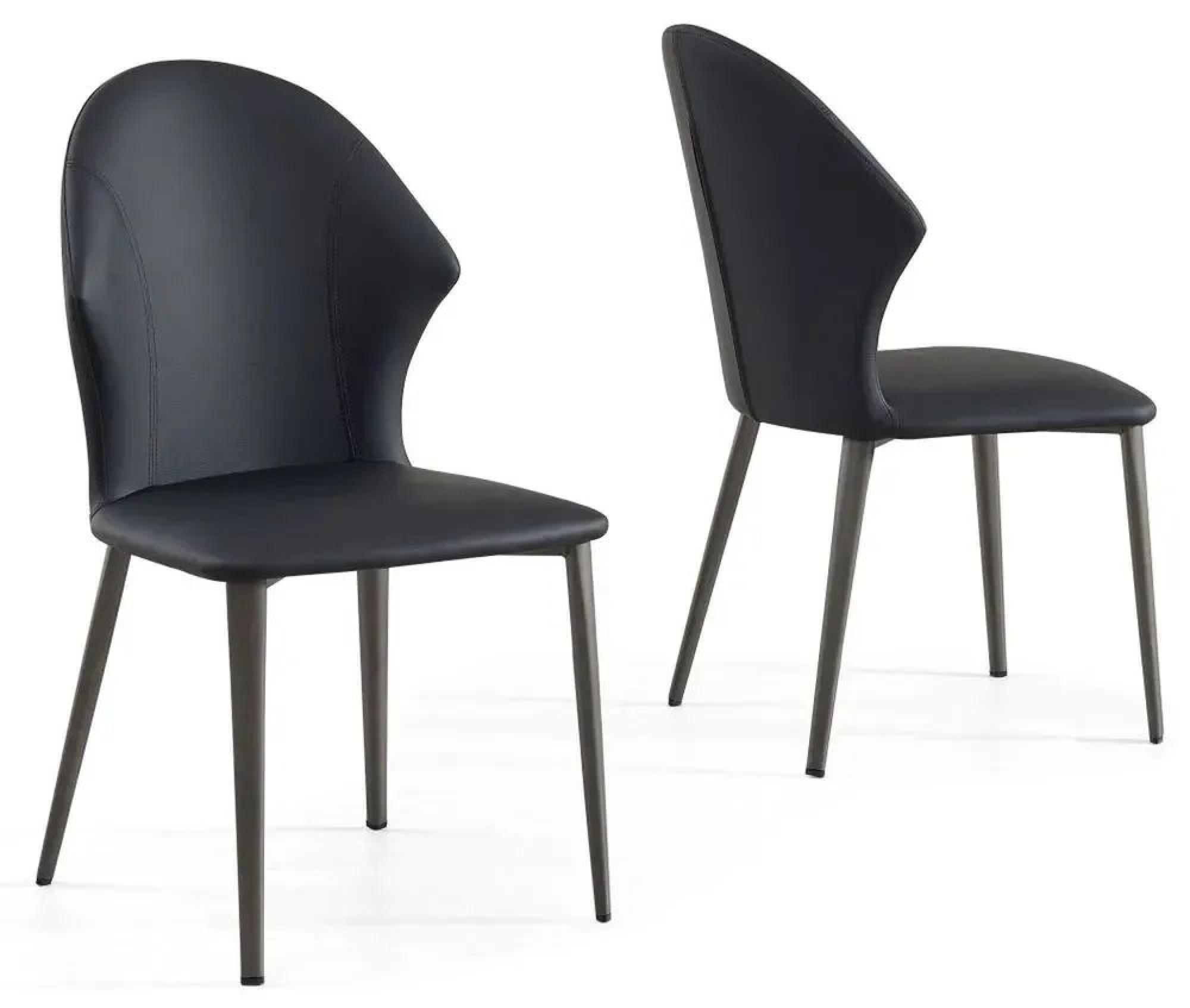 Product photograph of Elaine Black Leather Dining Chair With Black Legs from Choice Furniture Superstore.