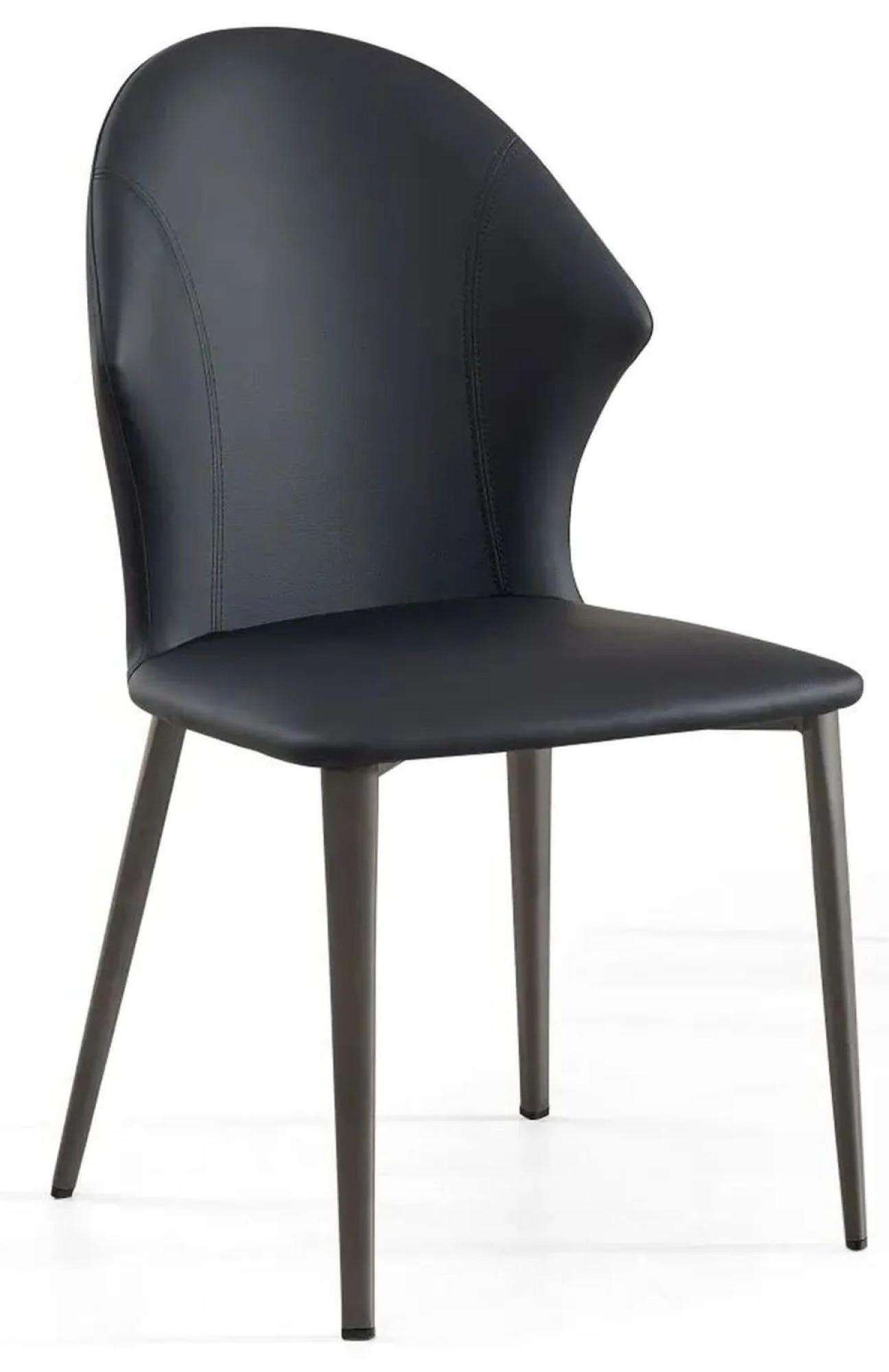 Product photograph of Elaine Black Leather Dining Chair With Black Legs from Choice Furniture Superstore.