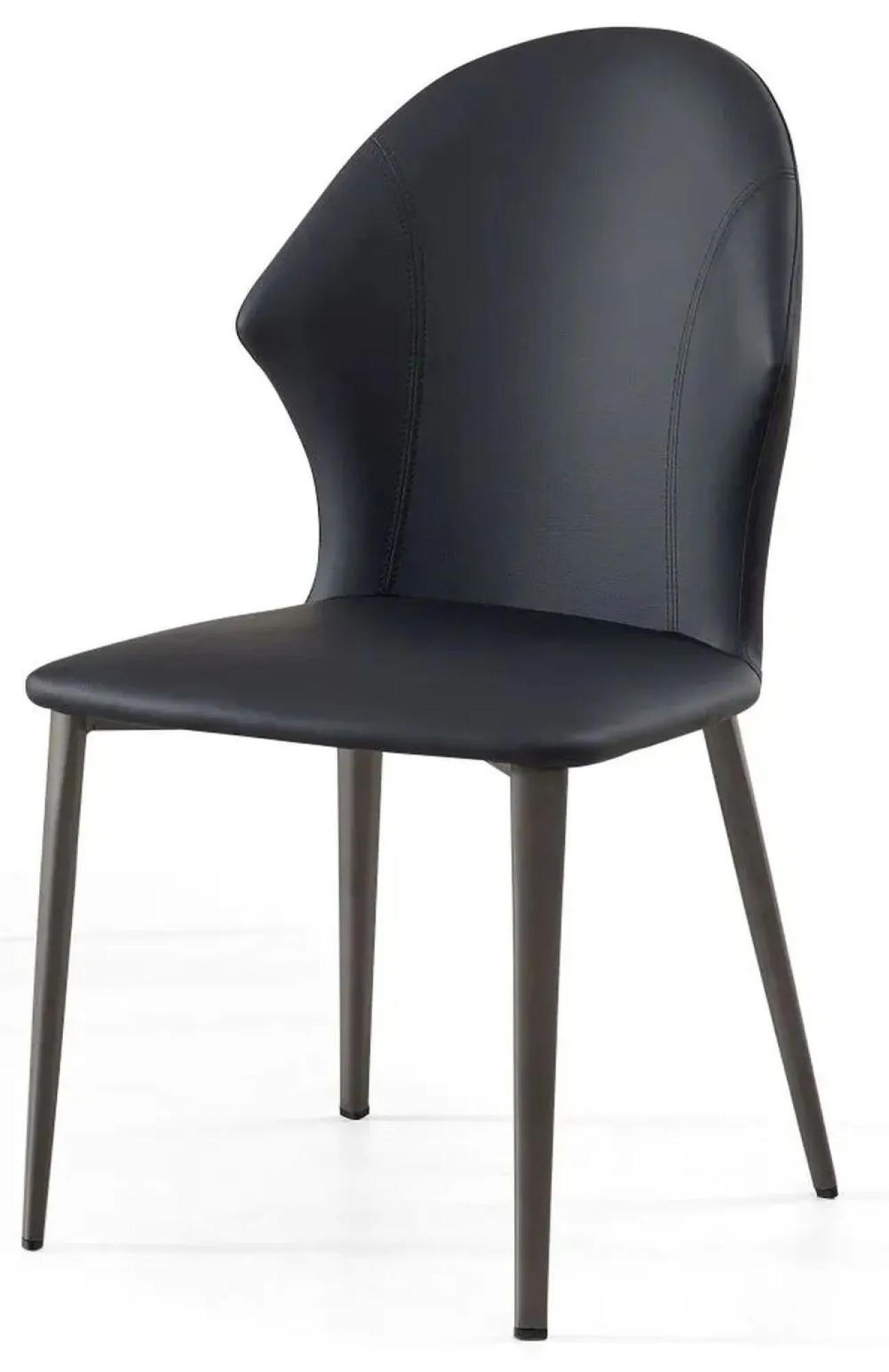 Product photograph of Elaine Black Leather Dining Chair With Black Legs from Choice Furniture Superstore.