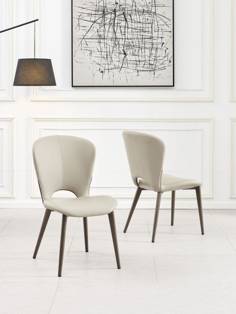Product photograph of Clooney Taupe Dining Chair - Faux Leather With Black Legs from Choice Furniture Superstore.