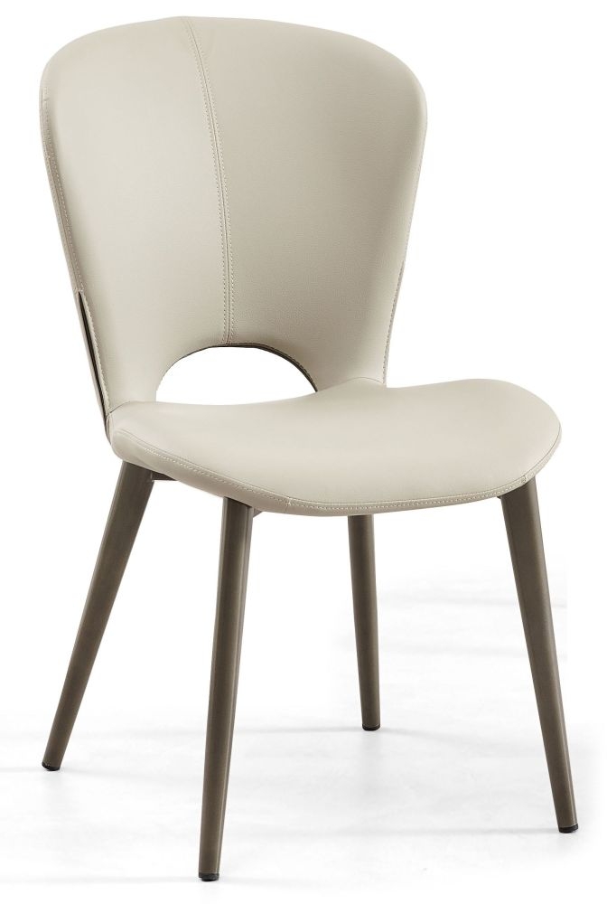 Product photograph of Clooney Taupe Dining Chair - Faux Leather With Black Legs from Choice Furniture Superstore.