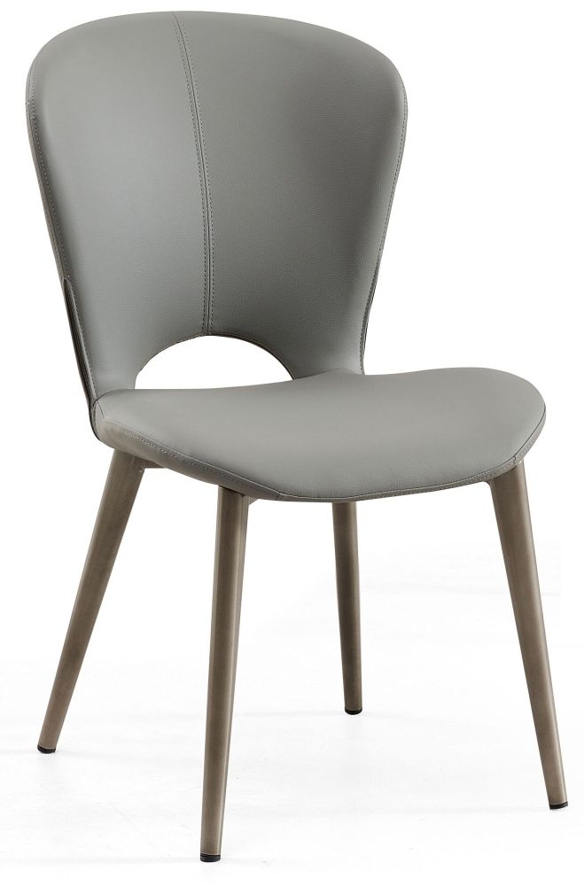 Product photograph of Clooney Grey Dining Chair - Faux Leather With Black Legs from Choice Furniture Superstore.