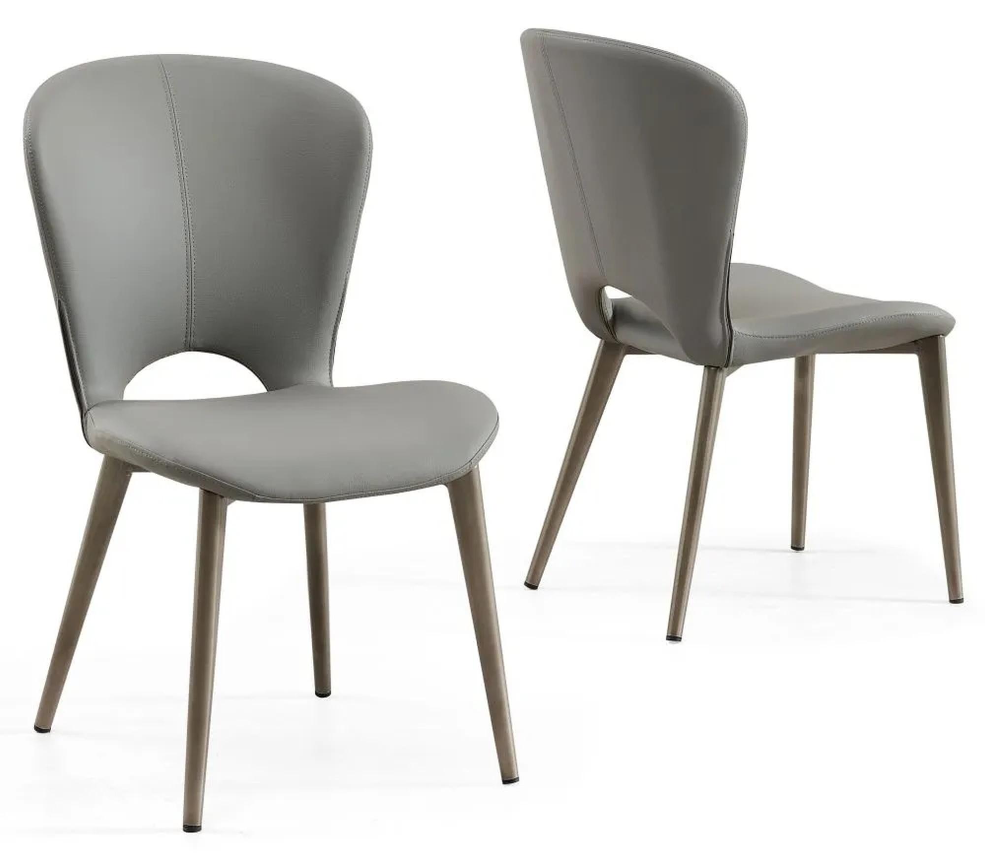 Product photograph of Clooney Grey Leather Dining Chair With Black Legs from Choice Furniture Superstore.