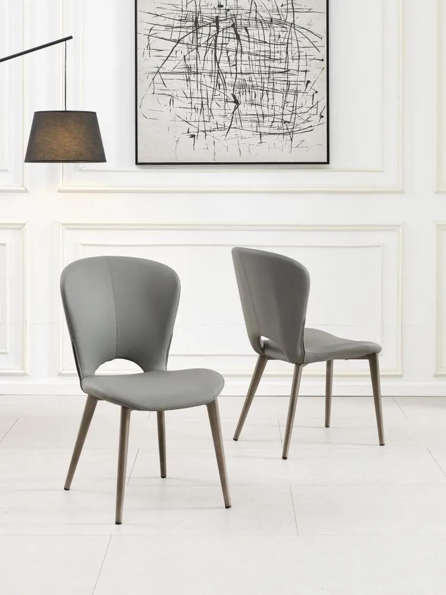 Product photograph of Clooney Grey Leather Dining Chair With Black Legs from Choice Furniture Superstore.