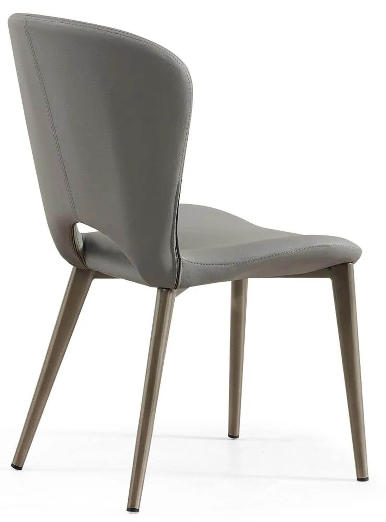 Product photograph of Clooney Grey Leather Dining Chair With Black Legs from Choice Furniture Superstore.