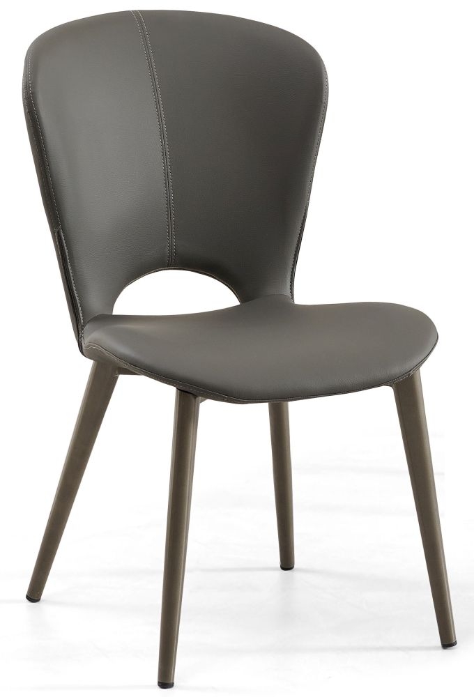 Product photograph of Clooney Dark Grey Dining Chair - Faux Leather With Black Legs from Choice Furniture Superstore.