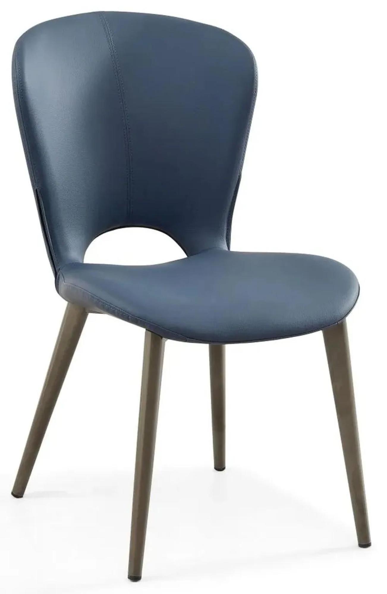 Product photograph of Clooney Blue Leather Dining Chair With Black Legs from Choice Furniture Superstore.