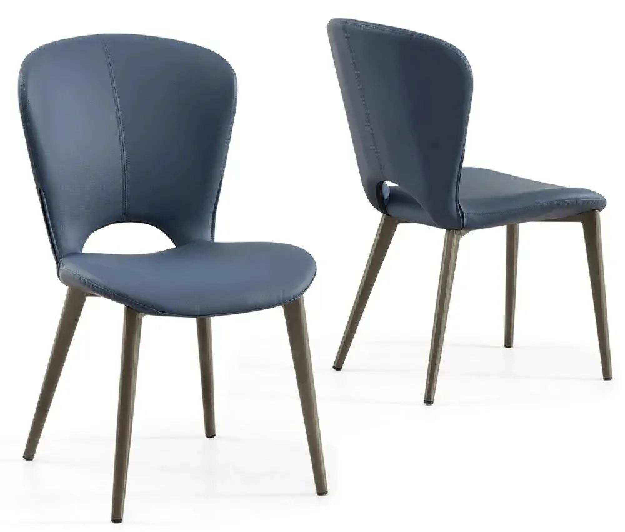 Product photograph of Clooney Blue Leather Dining Chair With Black Legs from Choice Furniture Superstore.