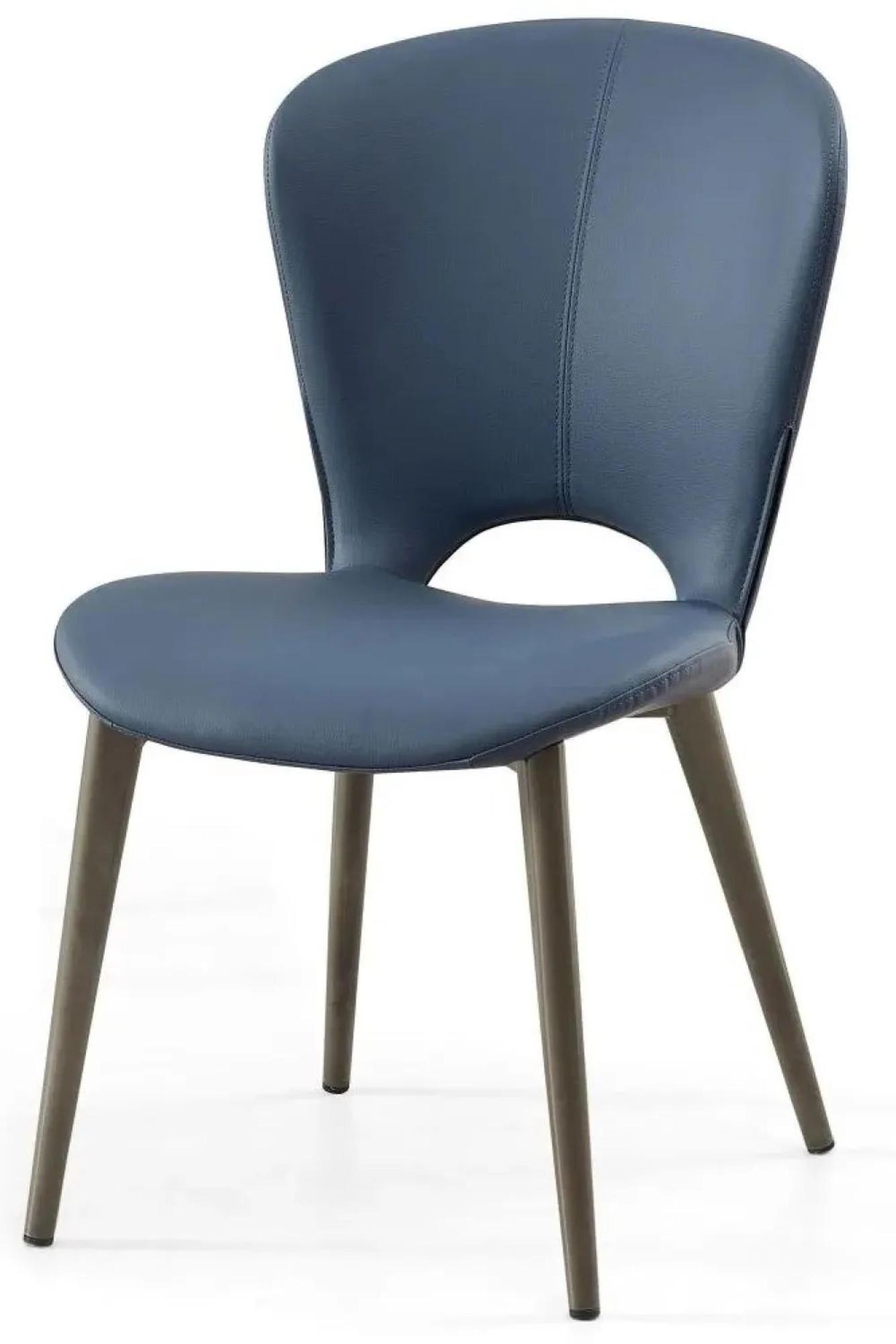 Product photograph of Clooney Blue Leather Dining Chair With Black Legs from Choice Furniture Superstore.