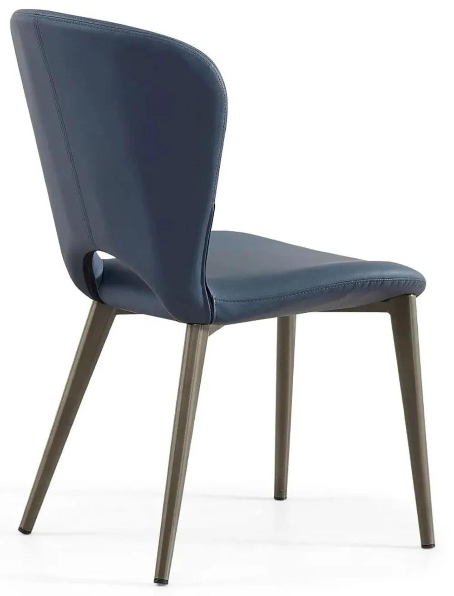 Product photograph of Clooney Blue Leather Dining Chair With Black Legs from Choice Furniture Superstore.