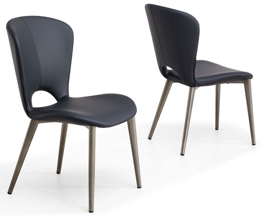 Product photograph of Clooney Black Dining Chair - Faux Leather With Black Legs from Choice Furniture Superstore.