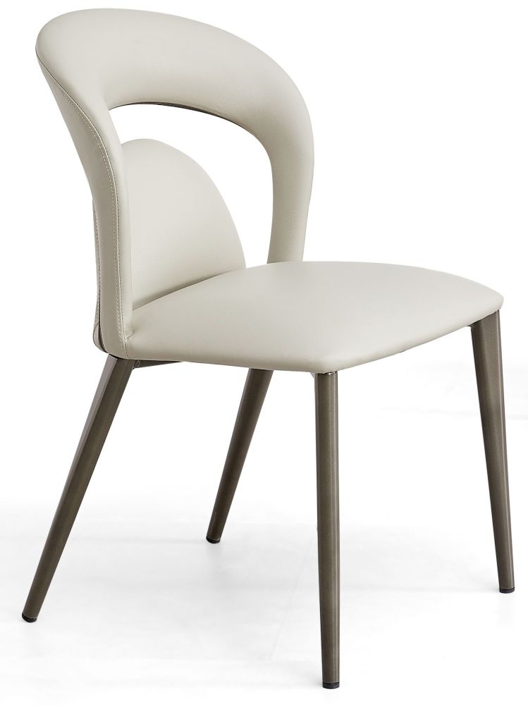 Product photograph of Dixie Taupe Dining Chair- Faux Leather With Black Legs from Choice Furniture Superstore.