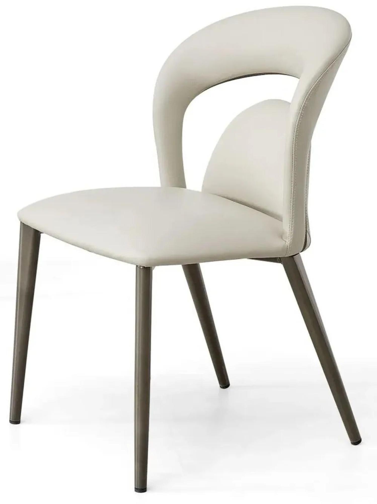 Product photograph of Dixie Taupe Leather Dining Chair With Black Legs from Choice Furniture Superstore.