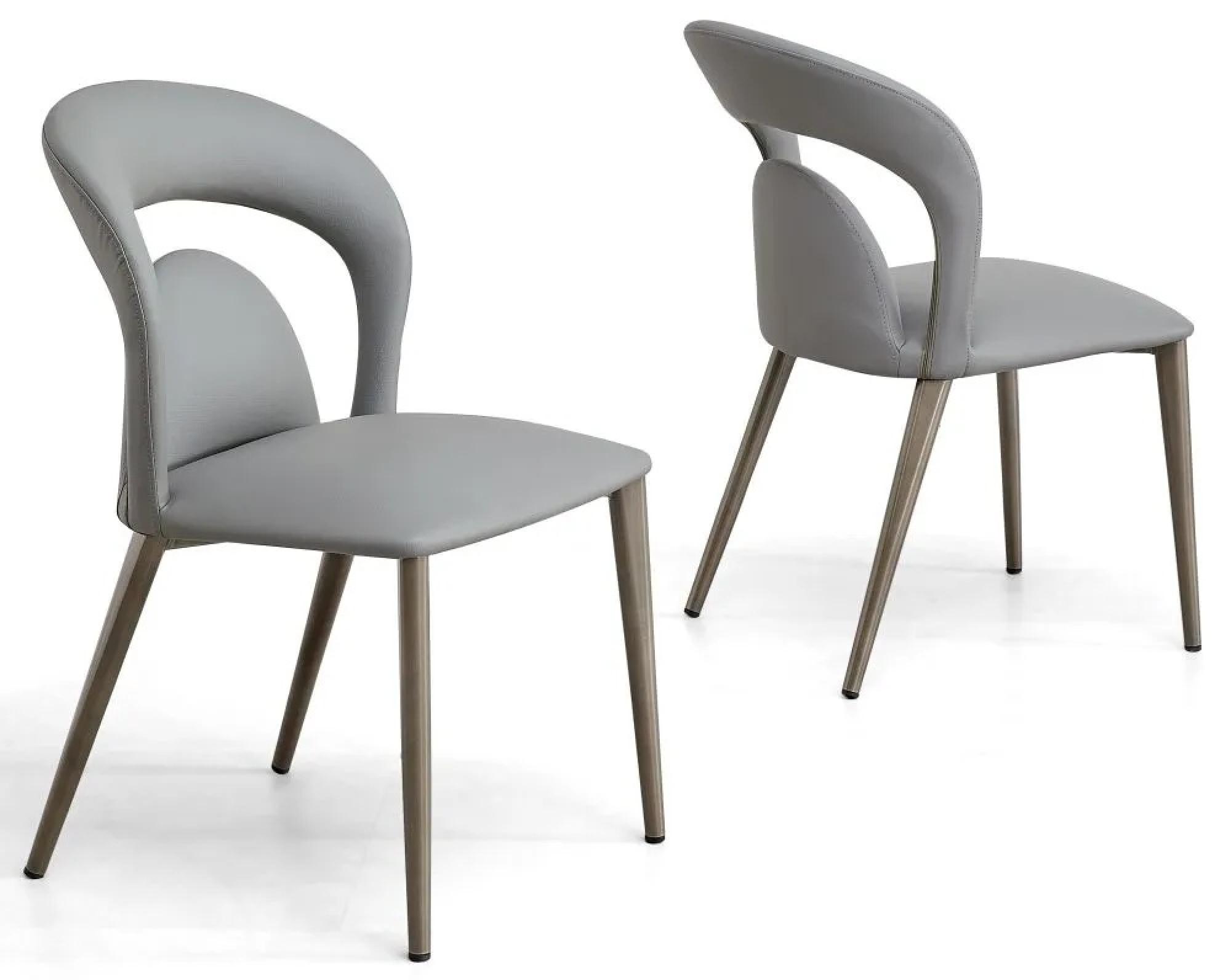 Product photograph of Dixie Grey Leather Dining Chair With Black Legs from Choice Furniture Superstore.