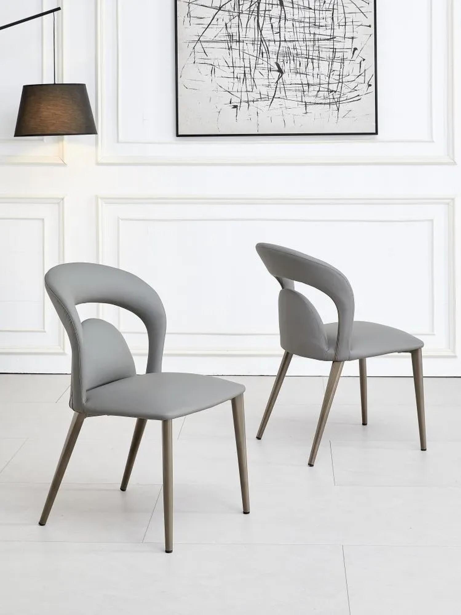 Product photograph of Dixie Grey Leather Dining Chair With Black Legs from Choice Furniture Superstore.