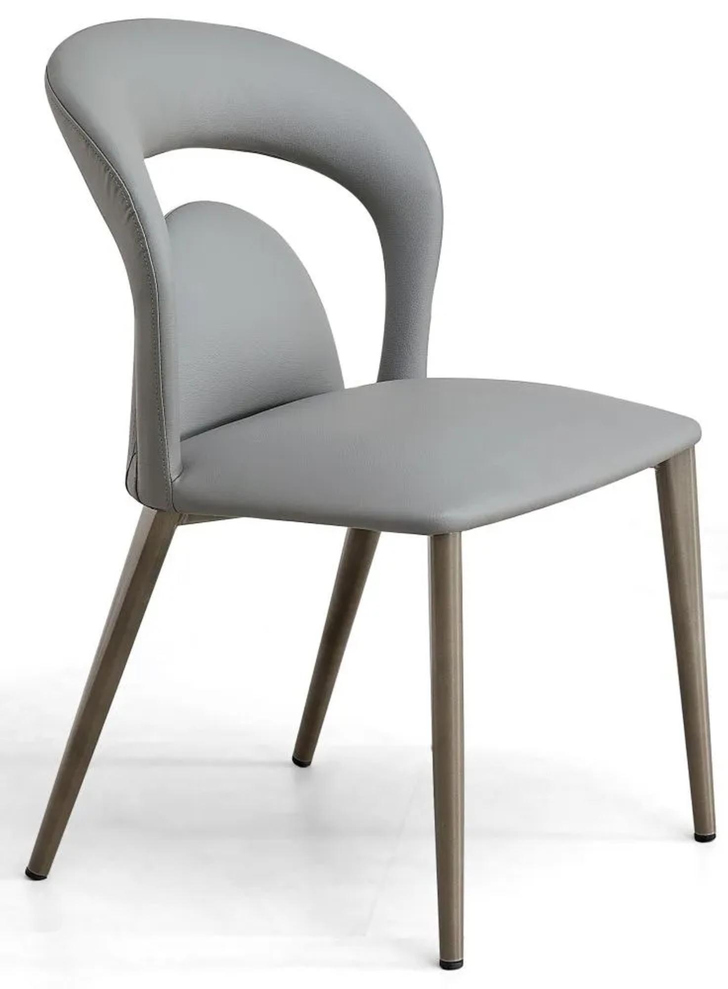 Product photograph of Dixie Grey Leather Dining Chair With Black Legs from Choice Furniture Superstore.