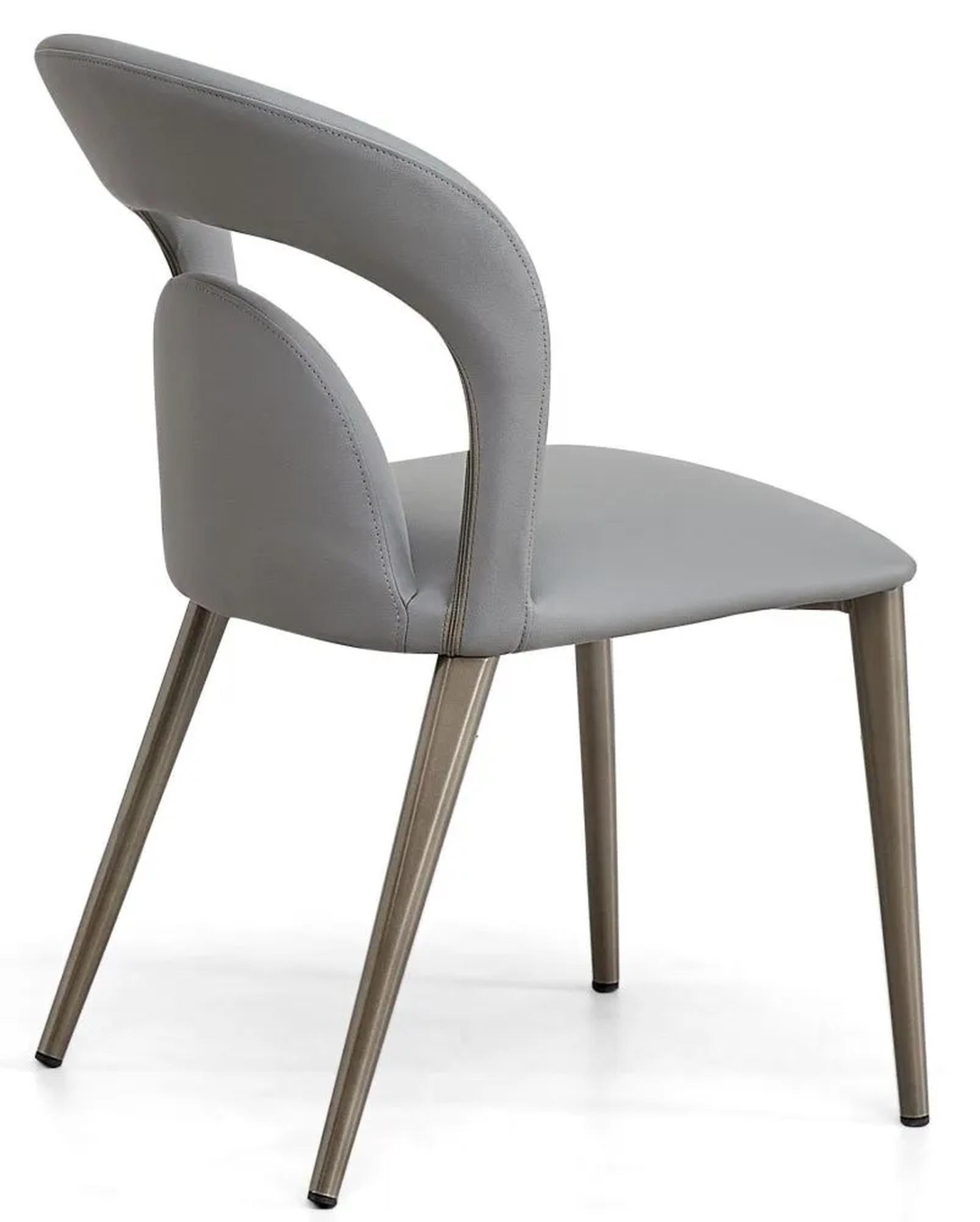 Product photograph of Dixie Grey Leather Dining Chair With Black Legs from Choice Furniture Superstore.