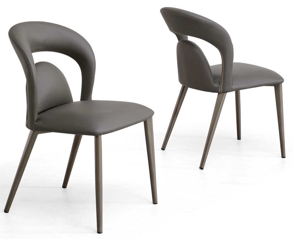 Product photograph of Dixie Dark Grey Dining Chair- Faux Leather With Black Legs from Choice Furniture Superstore.