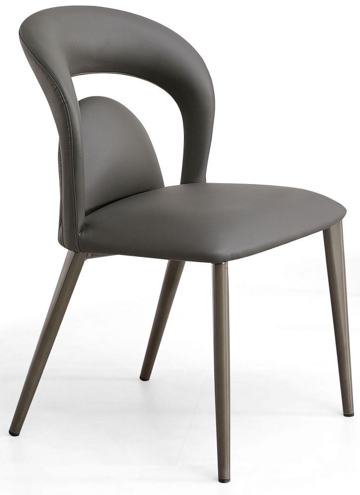 Product photograph of Dixie Dark Grey Dining Chair- Faux Leather With Black Legs from Choice Furniture Superstore.