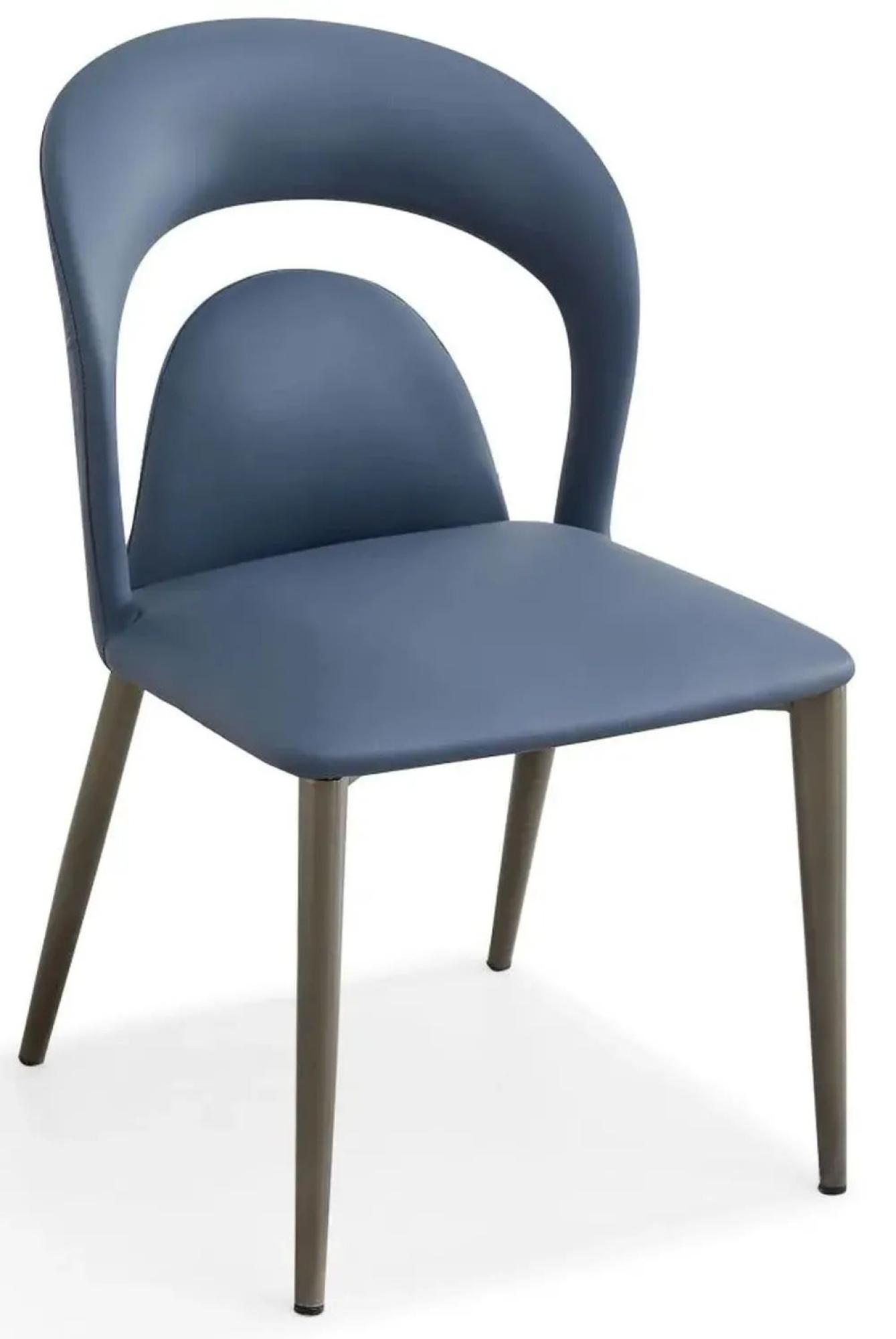 Product photograph of Dixie Blue Leather Dining Chair With Black Legs from Choice Furniture Superstore.