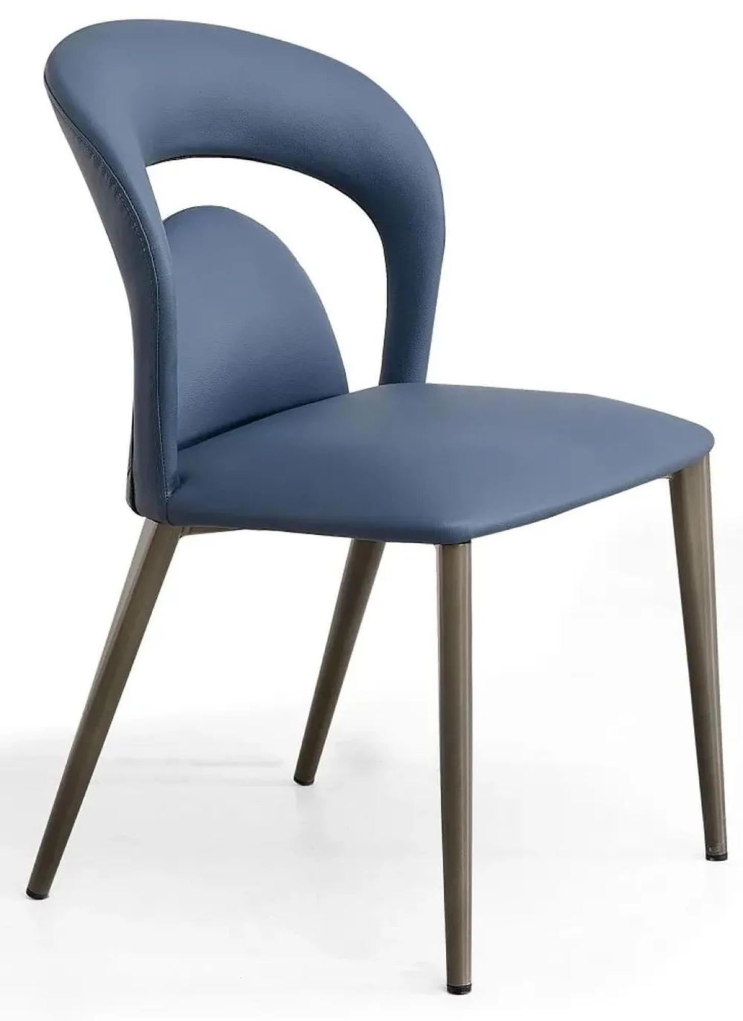 Product photograph of Dixie Blue Leather Dining Chair With Black Legs from Choice Furniture Superstore.