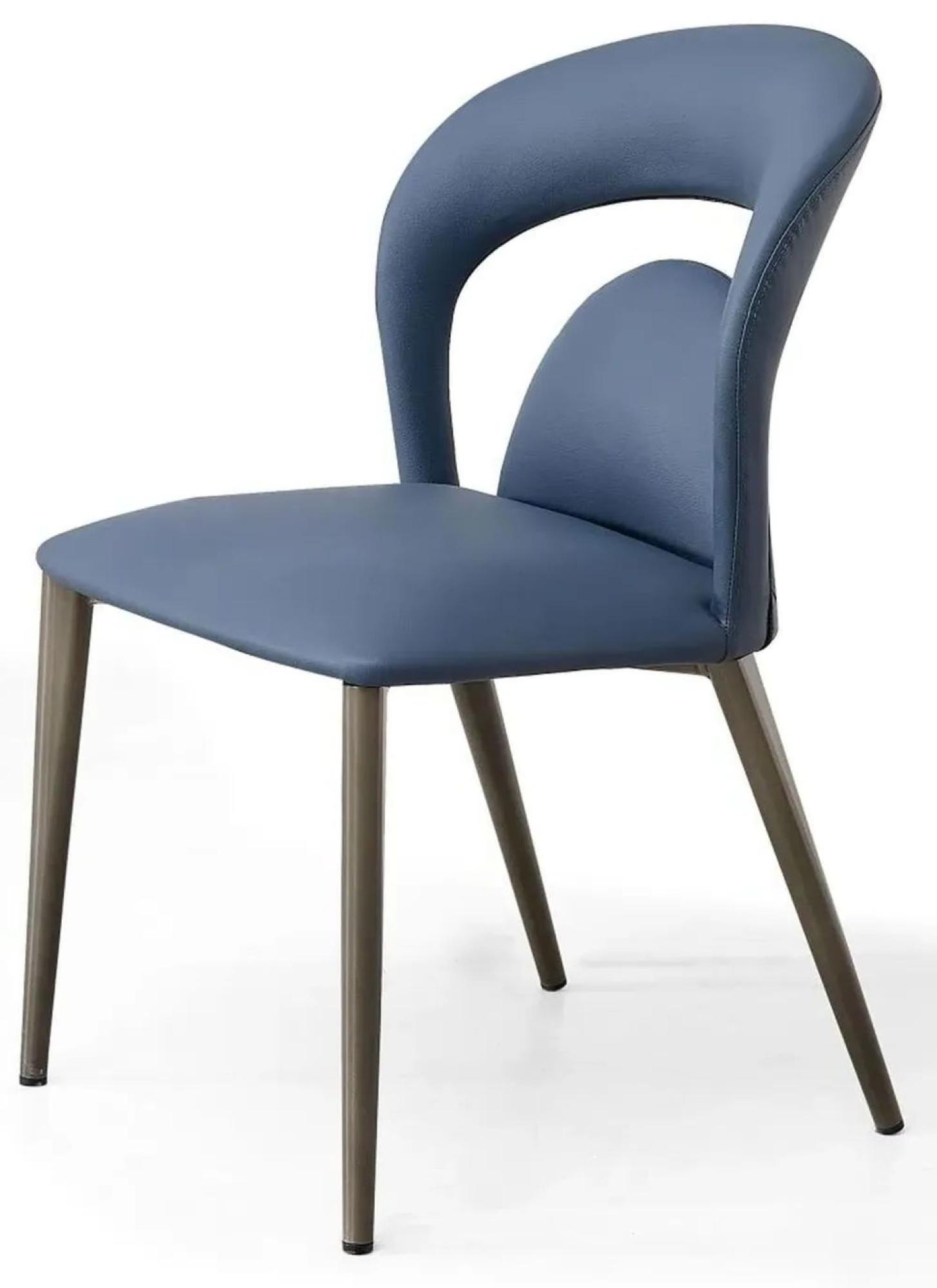 Product photograph of Dixie Blue Leather Dining Chair With Black Legs from Choice Furniture Superstore.