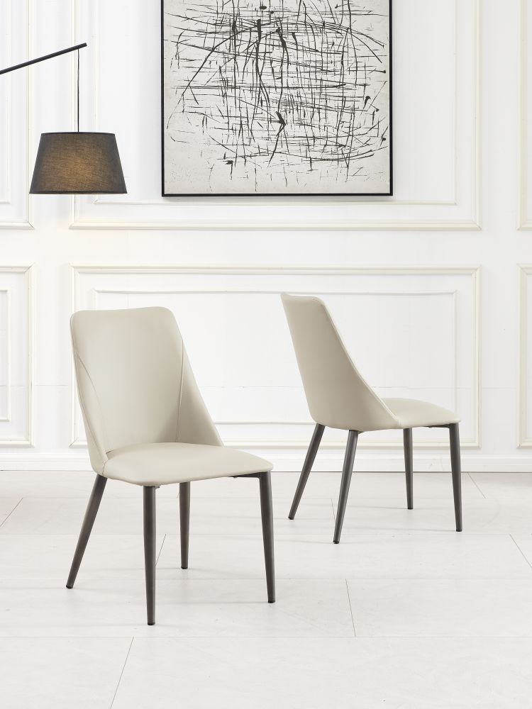 Product photograph of Rosie Taupe Dining Chair- Faux Leather With Black Legs from Choice Furniture Superstore.