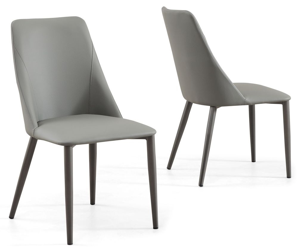 Product photograph of Rosie Grey Dining Chair- Faux Leather With Black Legs from Choice Furniture Superstore.