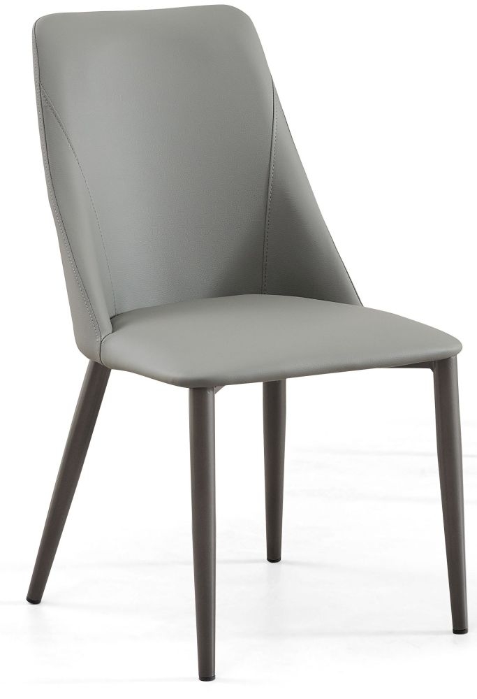 Product photograph of Rosie Grey Dining Chair- Faux Leather With Black Legs from Choice Furniture Superstore.