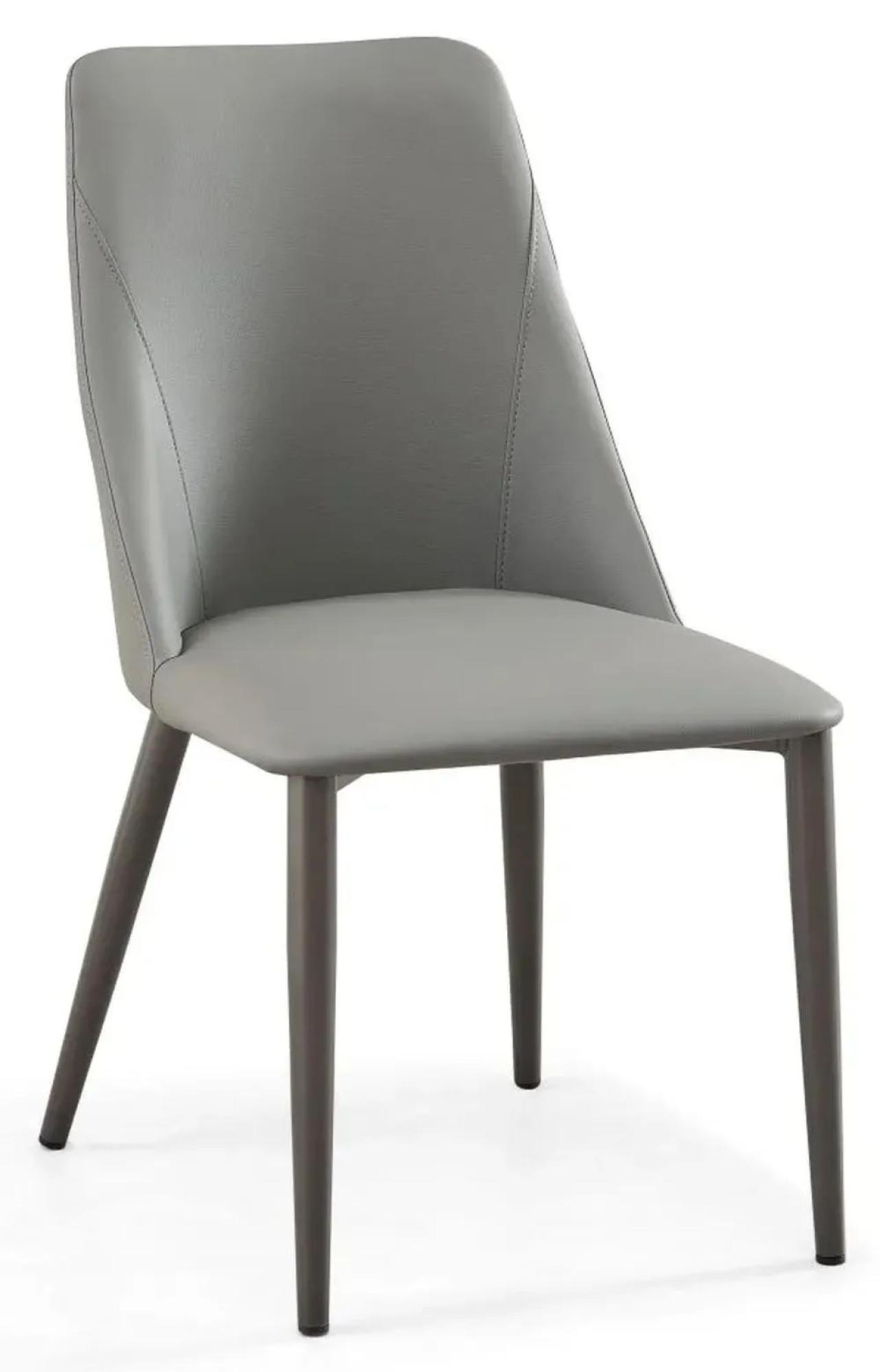 Product photograph of Rosie Grey Leather Dining Chair With Black Legs from Choice Furniture Superstore.