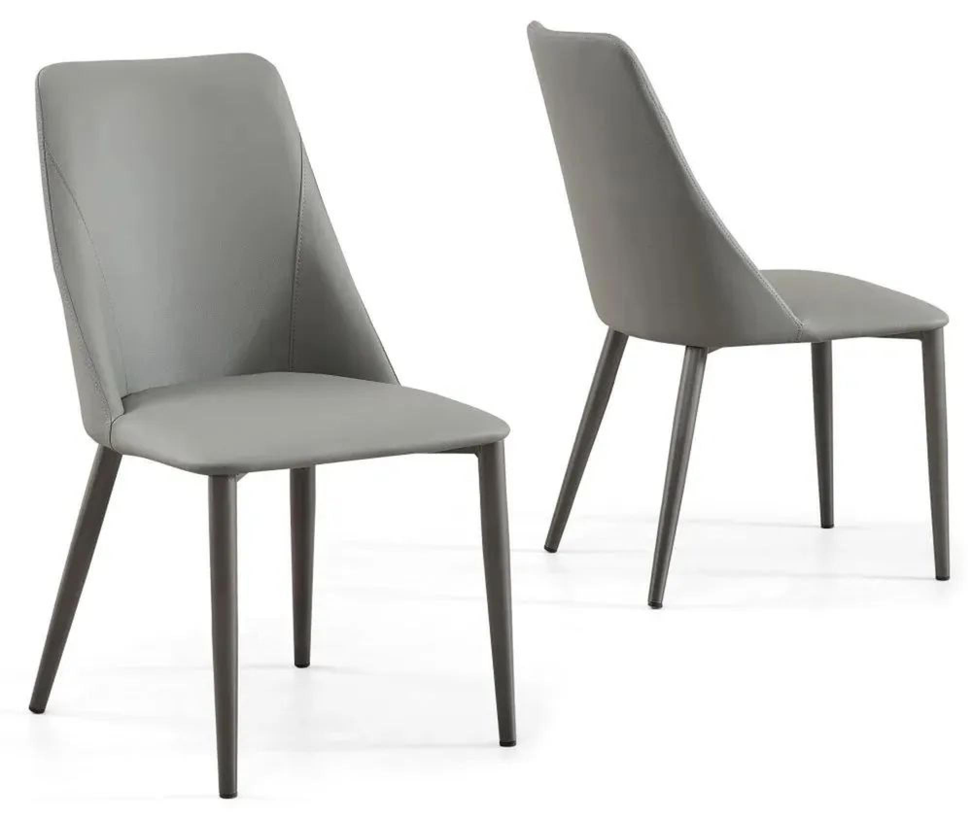 Product photograph of Rosie Grey Leather Dining Chair With Black Legs from Choice Furniture Superstore.