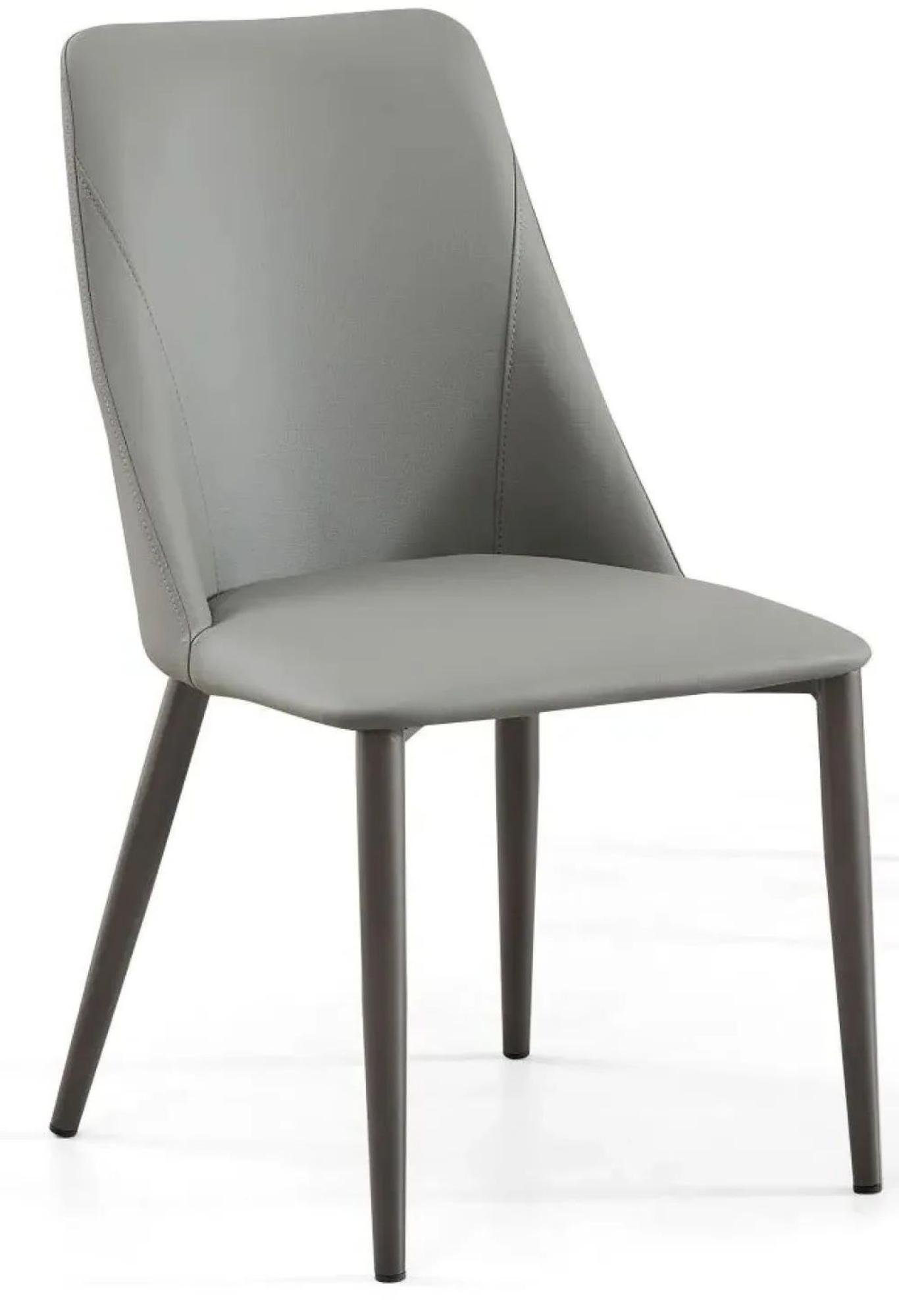 Product photograph of Rosie Grey Leather Dining Chair With Black Legs from Choice Furniture Superstore.