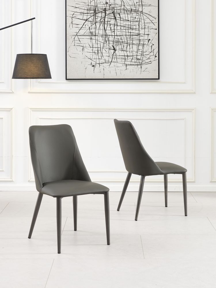 Product photograph of Rosie Dark Grey Dining Chair- Faux Leather With Black Legs from Choice Furniture Superstore.