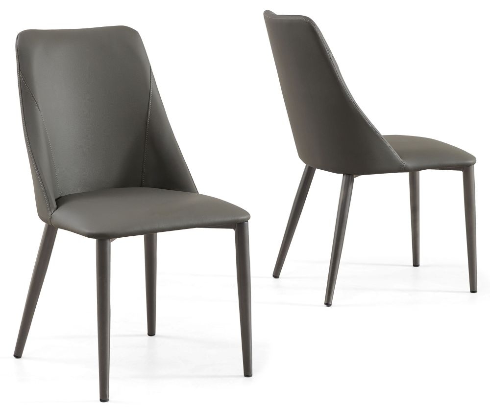 Product photograph of Rosie Dark Grey Dining Chair- Faux Leather With Black Legs from Choice Furniture Superstore.