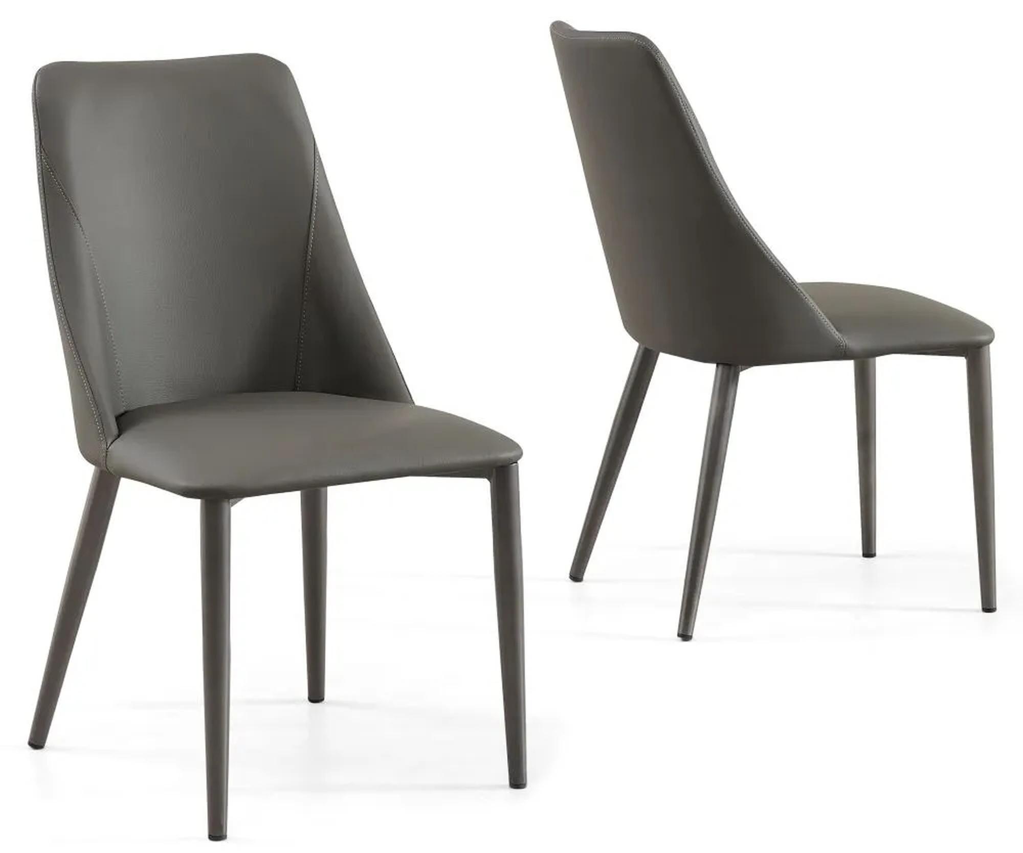 Product photograph of Rosie Dark Grey Leather Dining Chair With Black Legs from Choice Furniture Superstore.