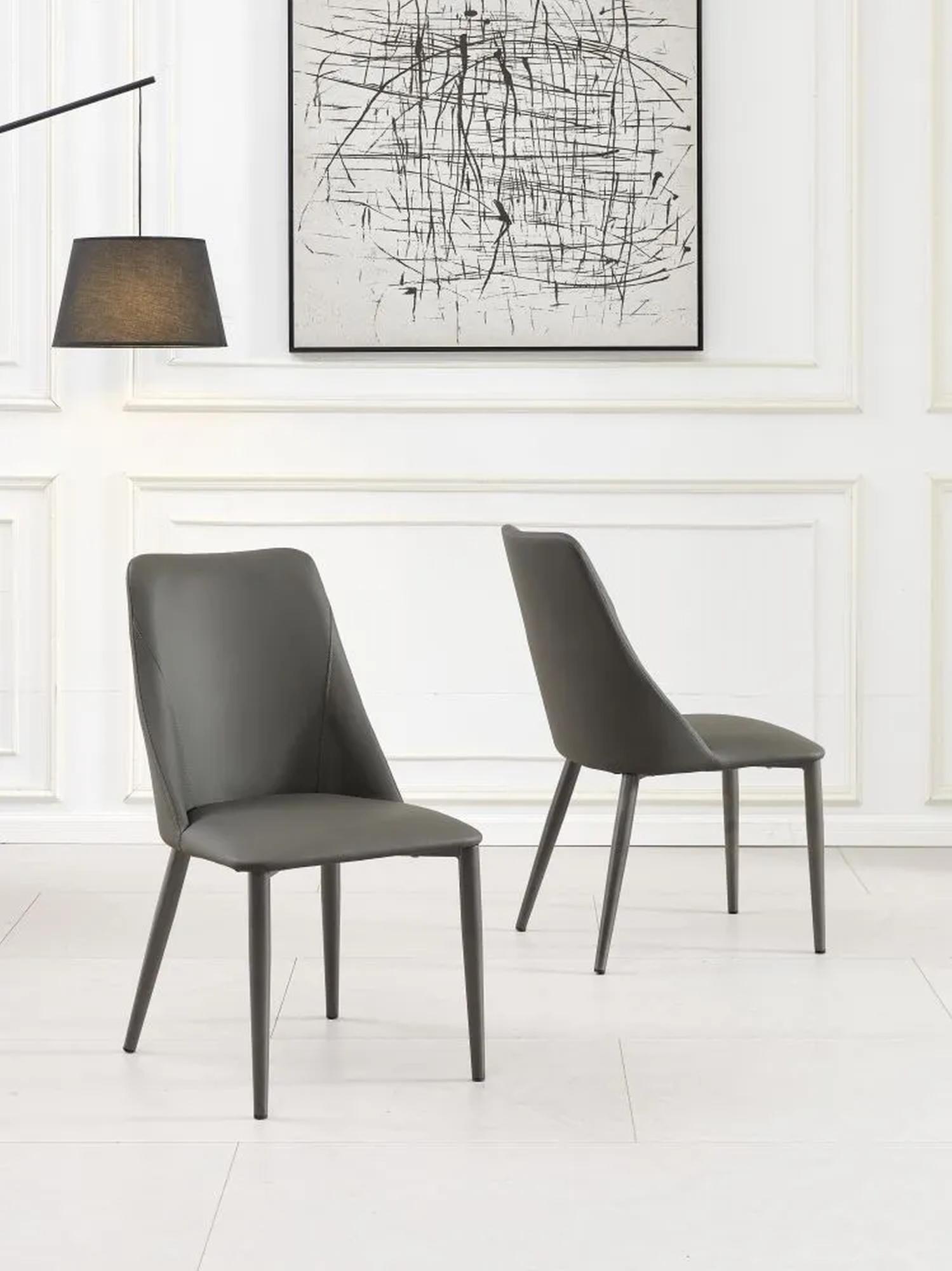 Product photograph of Rosie Dark Grey Leather Dining Chair With Black Legs from Choice Furniture Superstore.