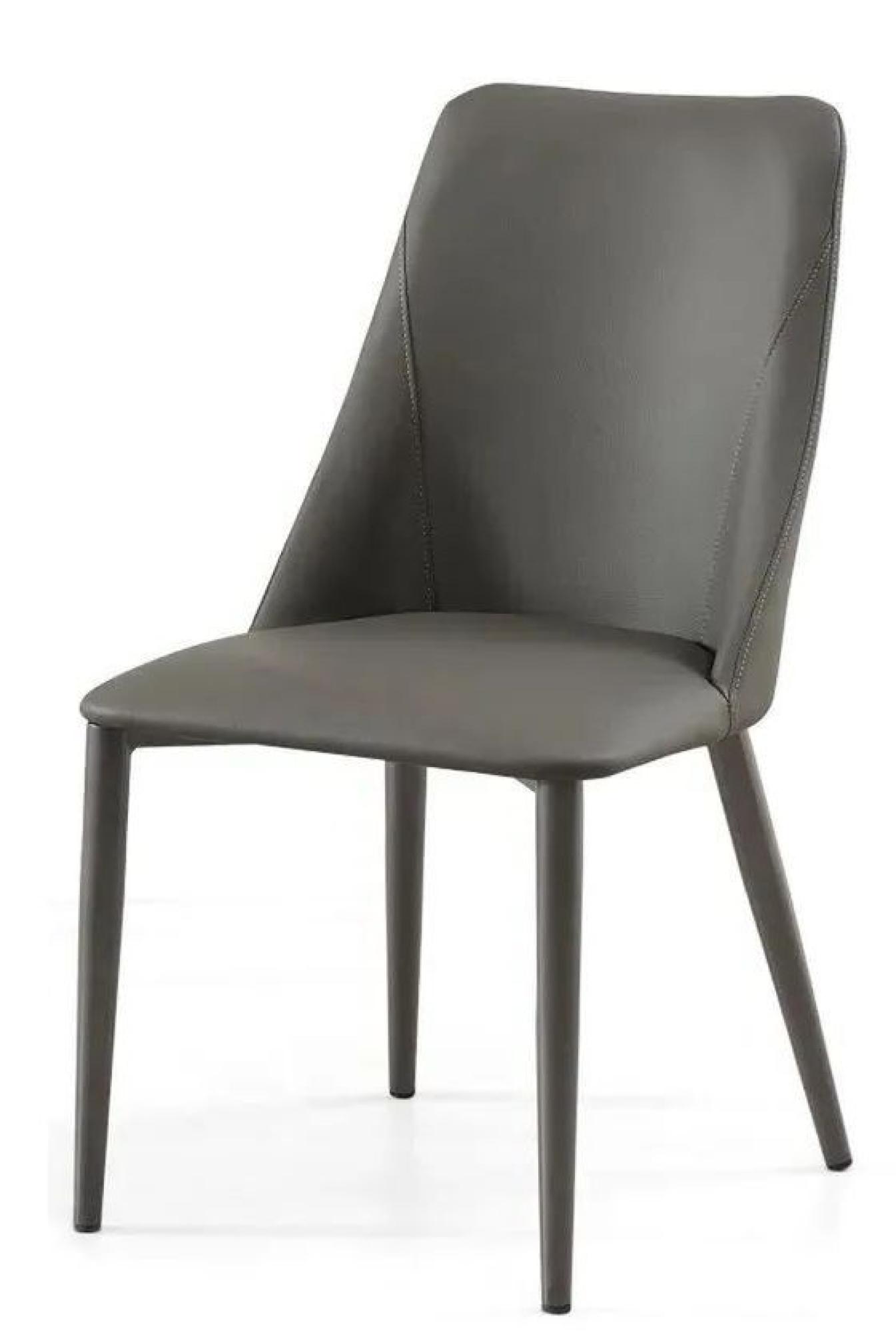 Product photograph of Rosie Dark Grey Leather Dining Chair With Black Legs from Choice Furniture Superstore.