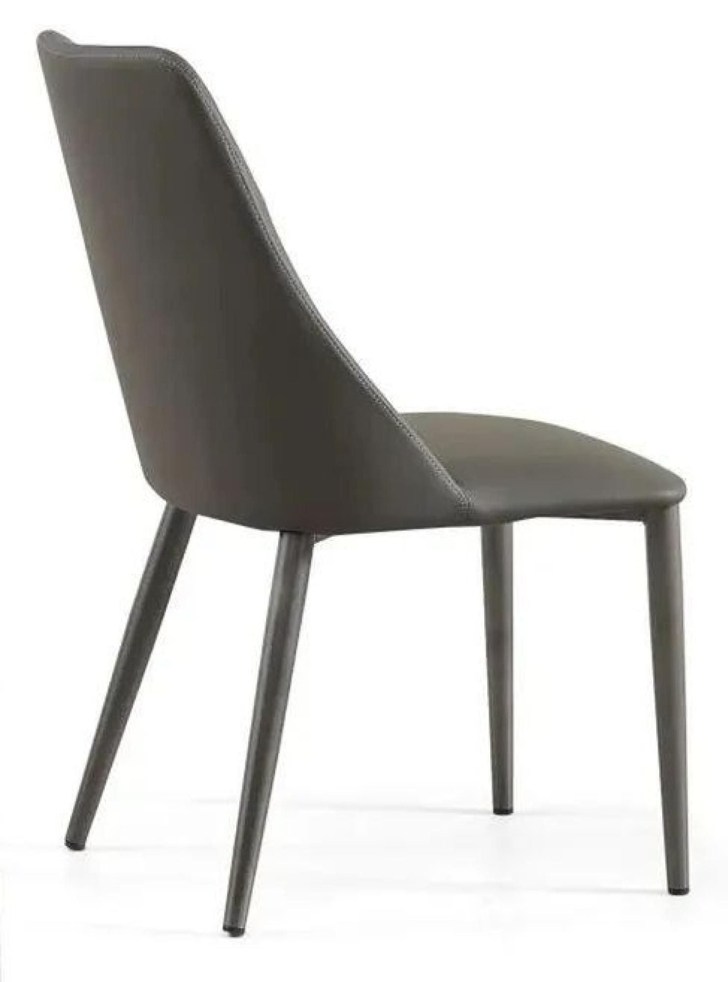 Product photograph of Rosie Dark Grey Leather Dining Chair With Black Legs from Choice Furniture Superstore.