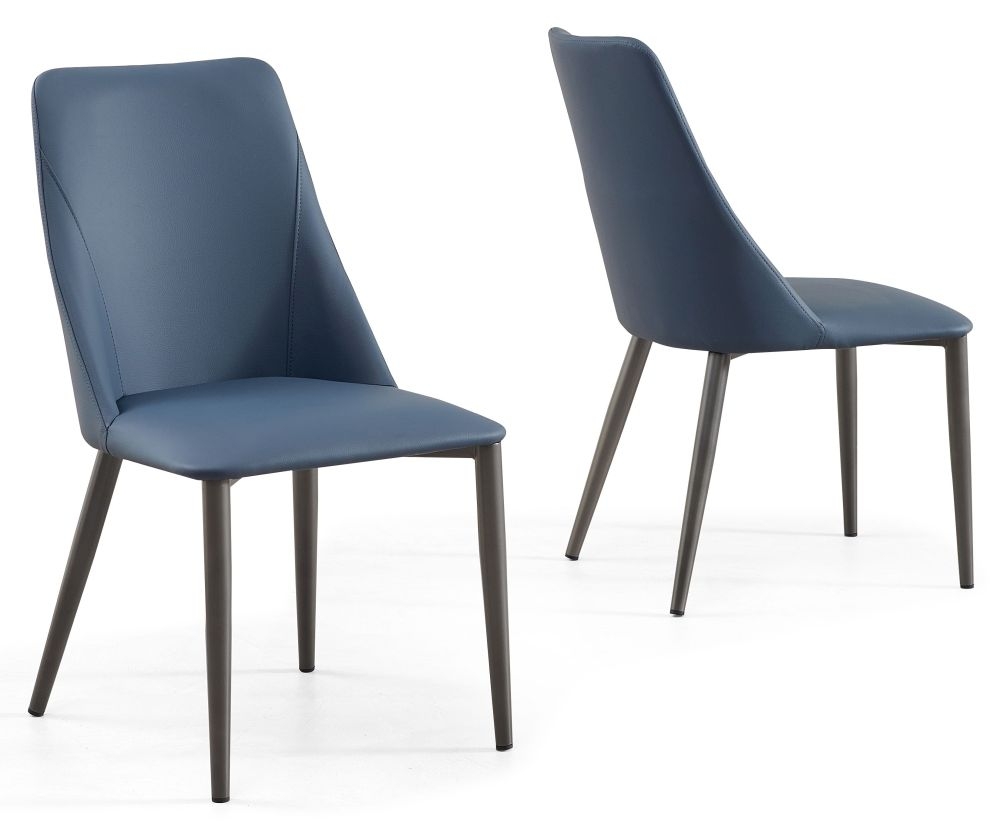 Product photograph of Rosie Blue Dining Chair- Faux Leather With Black Legs from Choice Furniture Superstore.