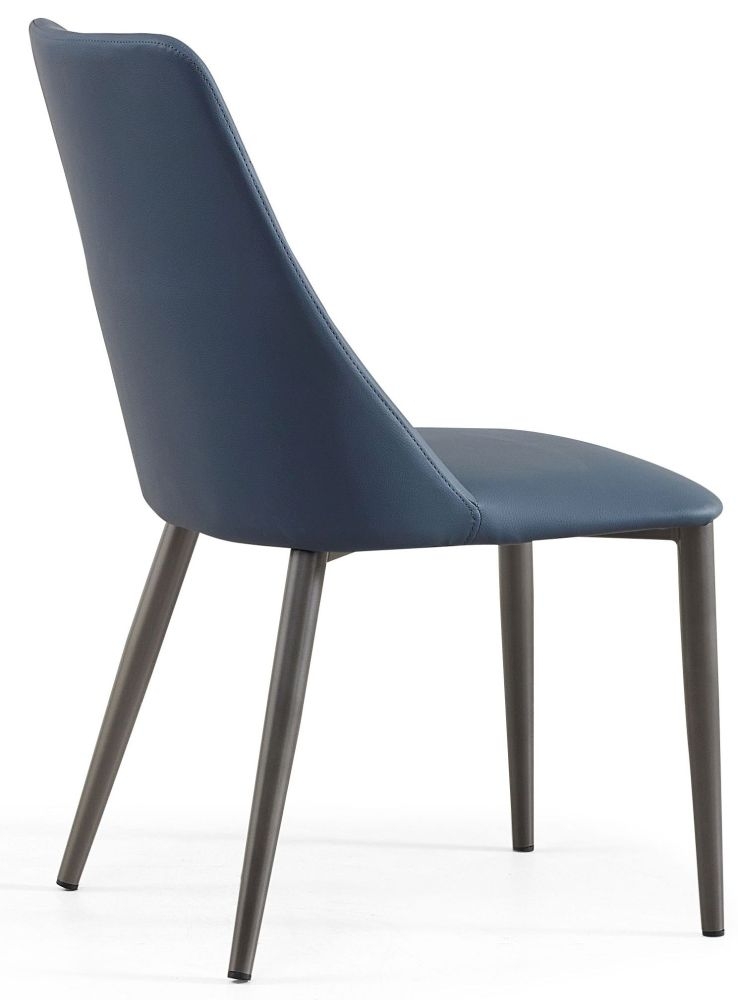 Product photograph of Rosie Blue Dining Chair- Faux Leather With Black Legs from Choice Furniture Superstore.
